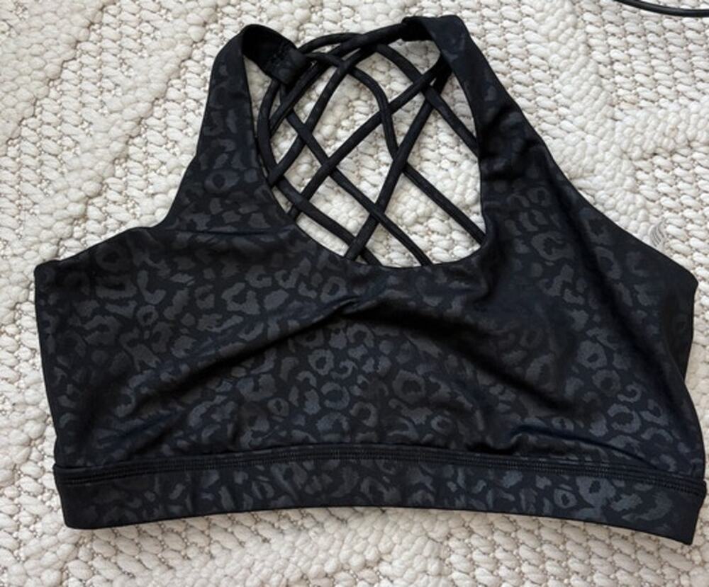 CVG Womens Black Leopard Butterlfy Back Bra Size Medium